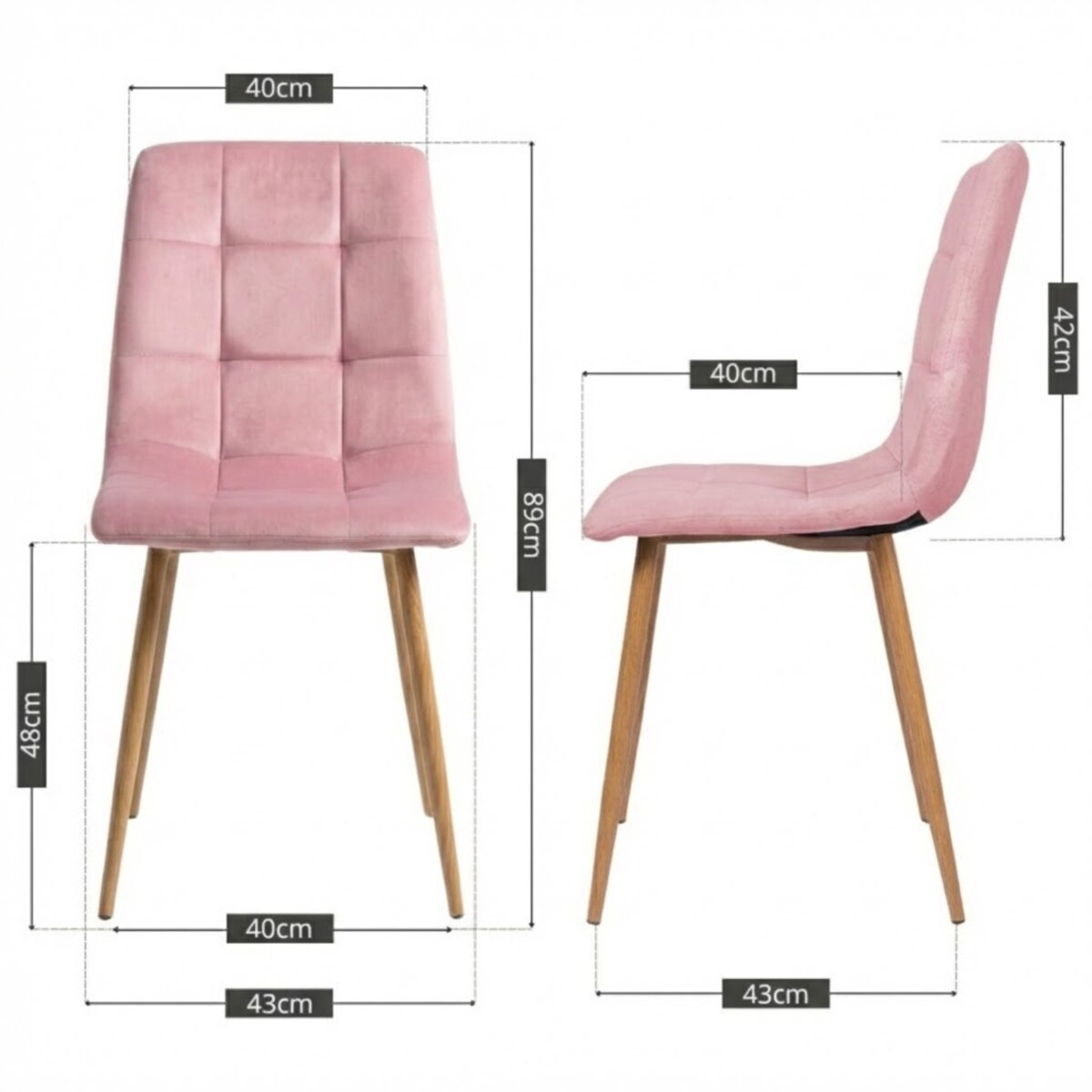 Krzesło tapicerowane do salonu welurowe pikowane różowe