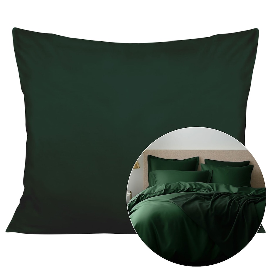 Poszewka satynowa 70x80 kolor butelkowa zieleń