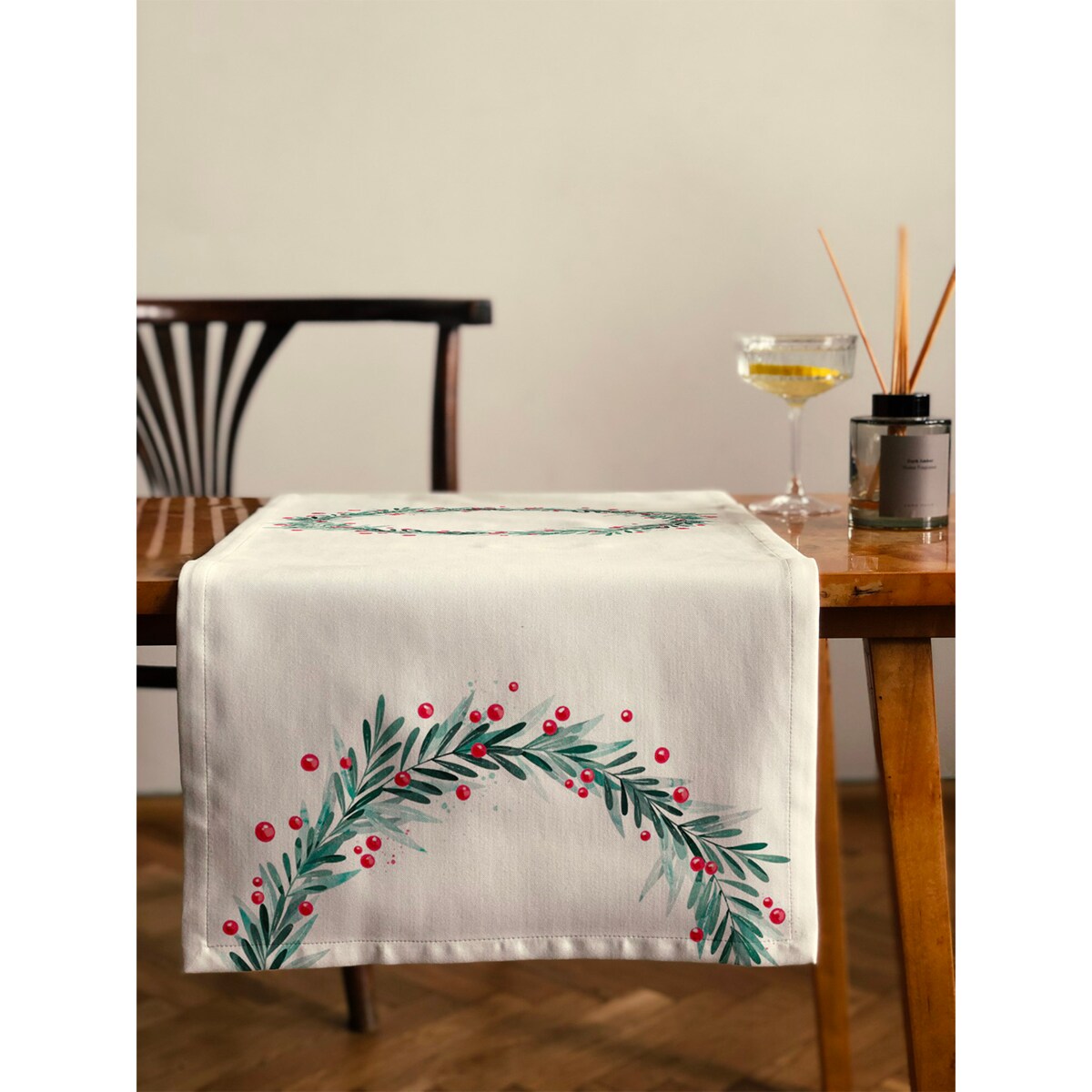 Bieżnik - Świąteczny wieniec - 40x150 cm