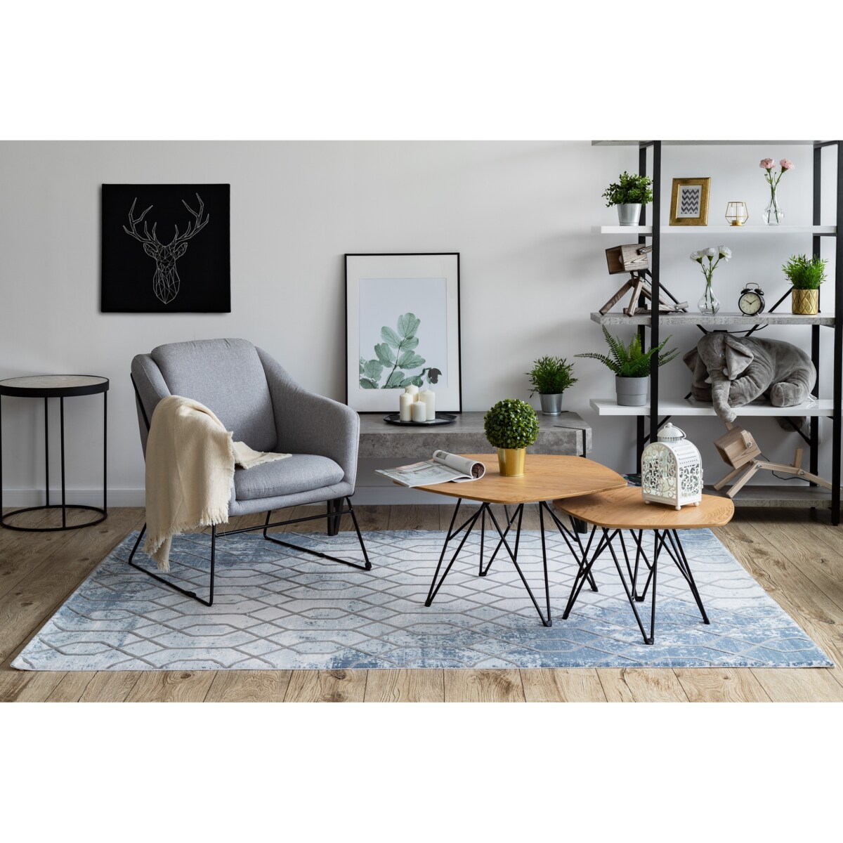 Dywan AKRYL VALENCIA 3951 HEKSAGON niebieski 80x150 cm