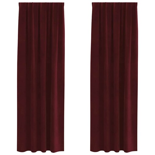 vidaXL Zasłony z zasłonami 2 pcs czerwone wino 140 x 245 cm Aksamit