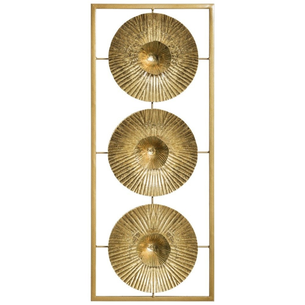 Dekoracja ścienna z motywem parasolek w ramce, 25 x 61 cm, kolor złoty, metal
