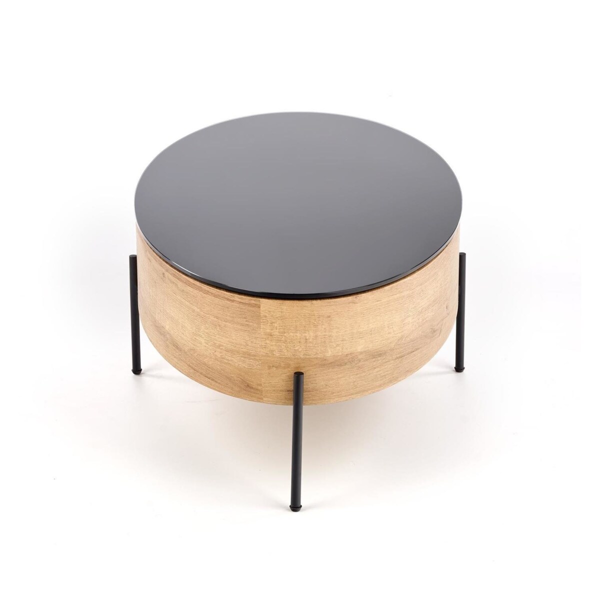 STOLIK KAWOWY Gerda 120/60/37 cm czarny DĄB ZŁOTY szkło mdf