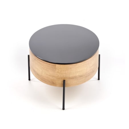 STOLIK KAWOWY Gerda 120/60/37 cm czarny DĄB ZŁOTY szkło mdf