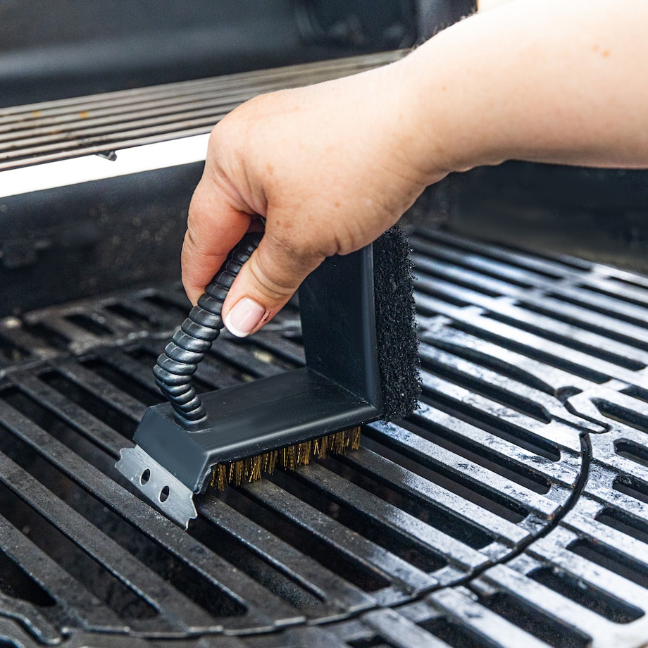 Szczotka do czyszczenia grilla 3w1, skrobak+gąbka+szczotka, KINGHOFF