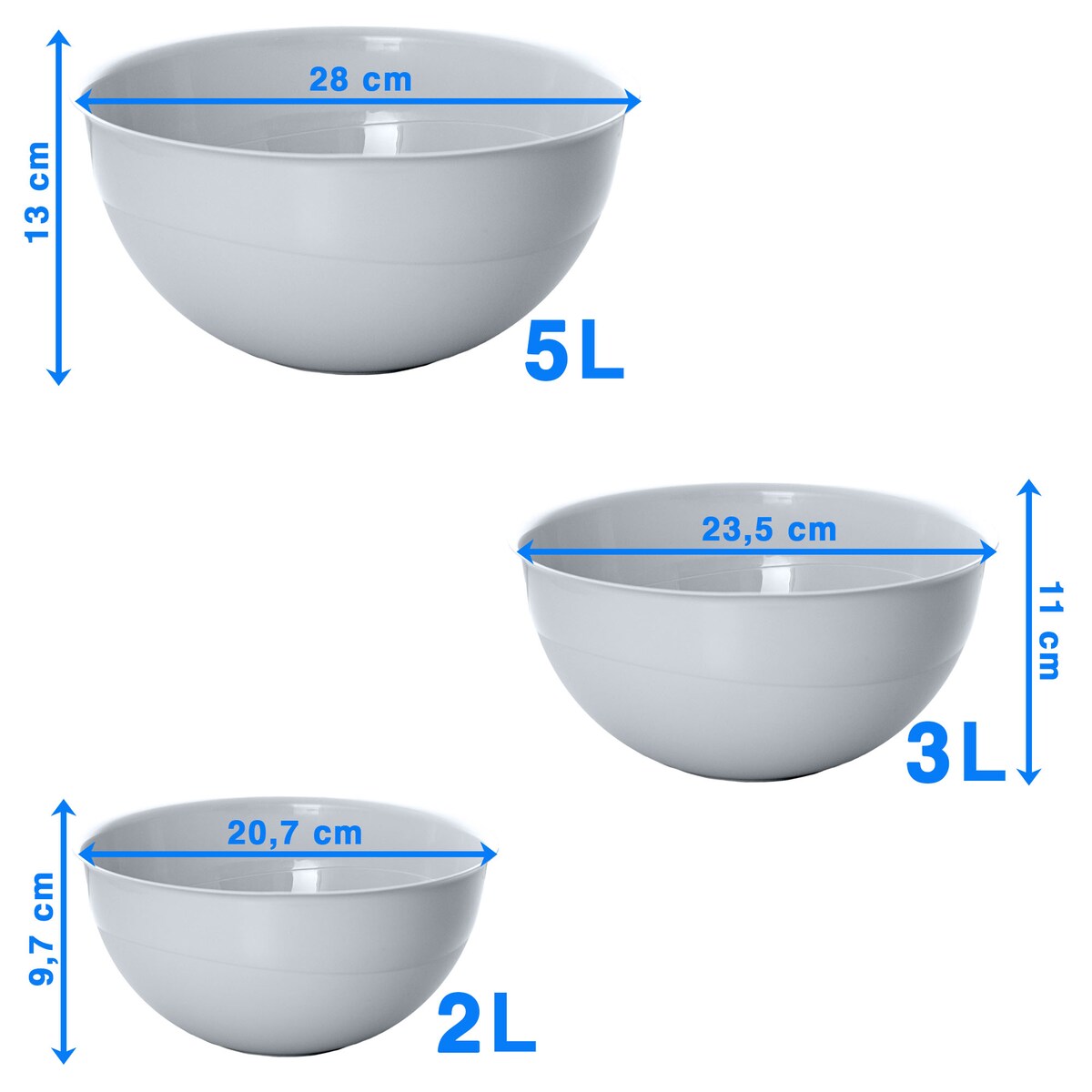 Miska Plastikowa Okrągła Kuchenna Z Pokrywką Zamykaniem Zestaw Misek 3 Szt. Misa Szara