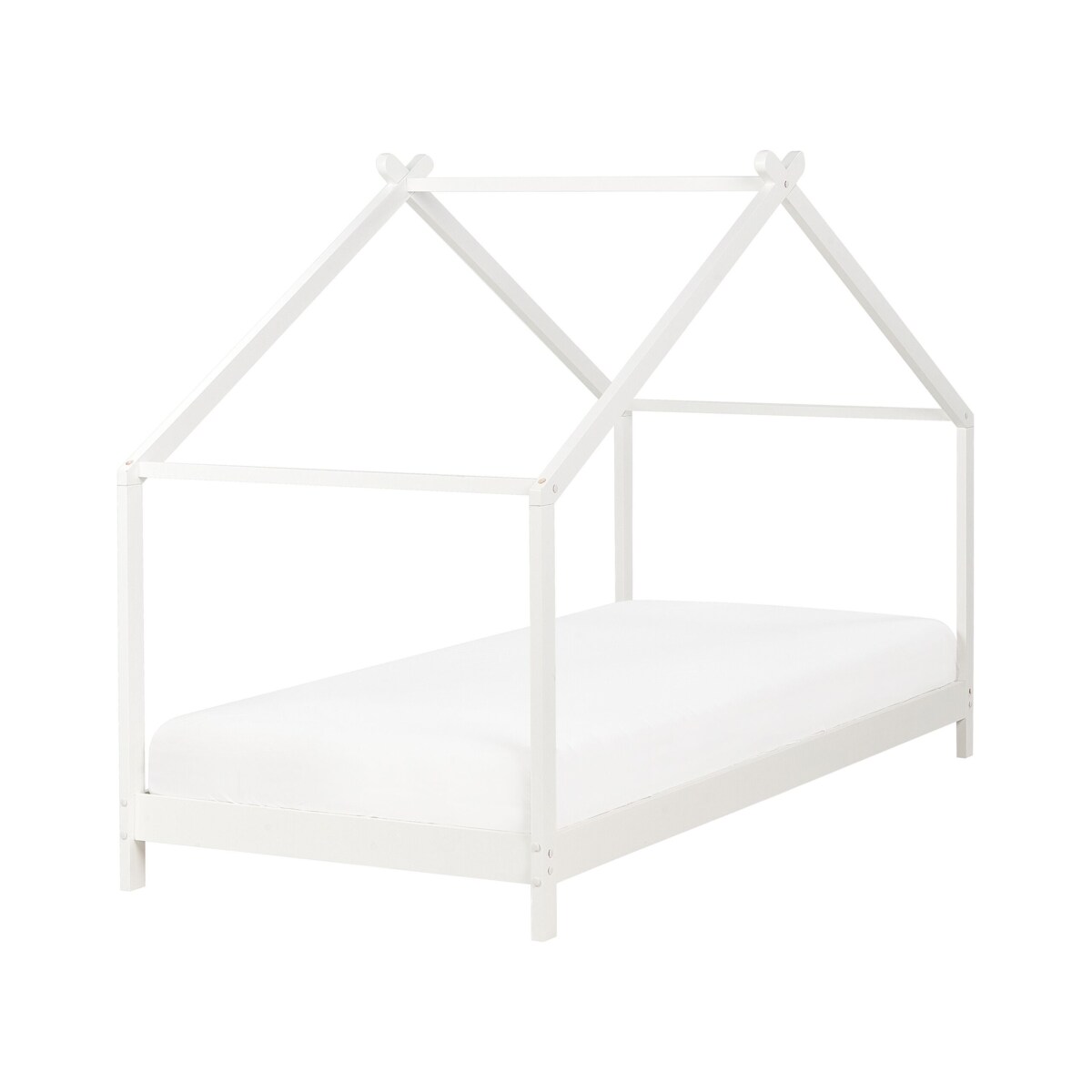 Łóżko dziecięce domek drewniane 90 x 200 cm białe ORLU