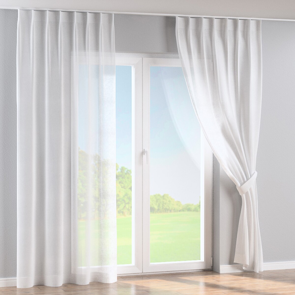 Zasłona na haczykach flex pojedynczych 130x245 prześwitująca biała