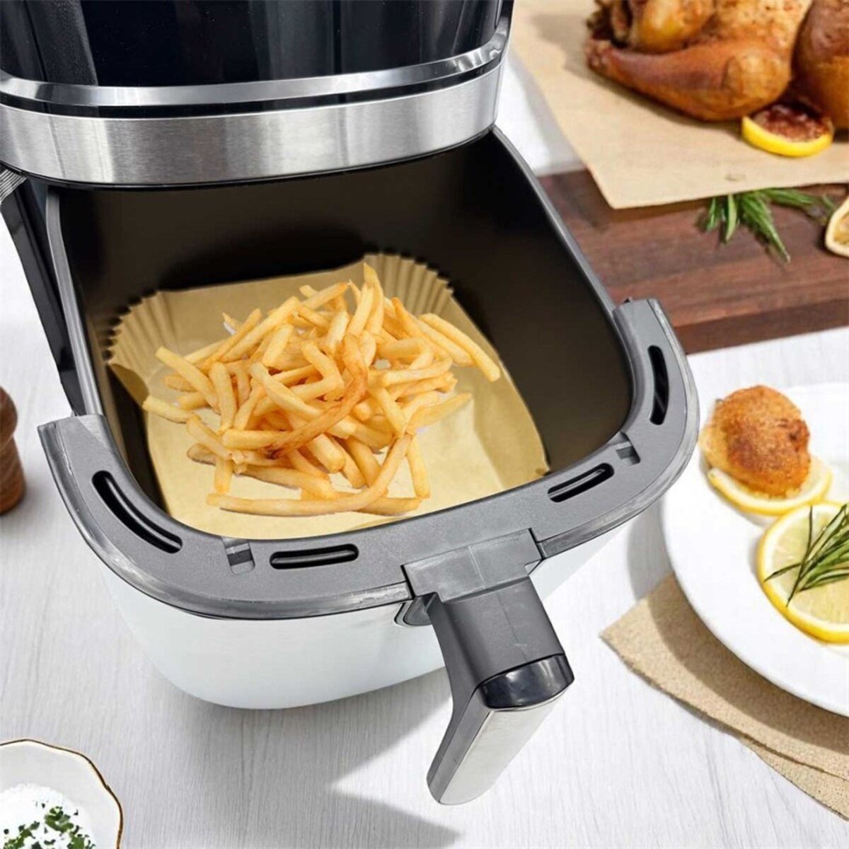 Papier do pieczenia wkład foremka do air fryer frytkownicy 20x16cm 100 sztuk BRUNBESTE