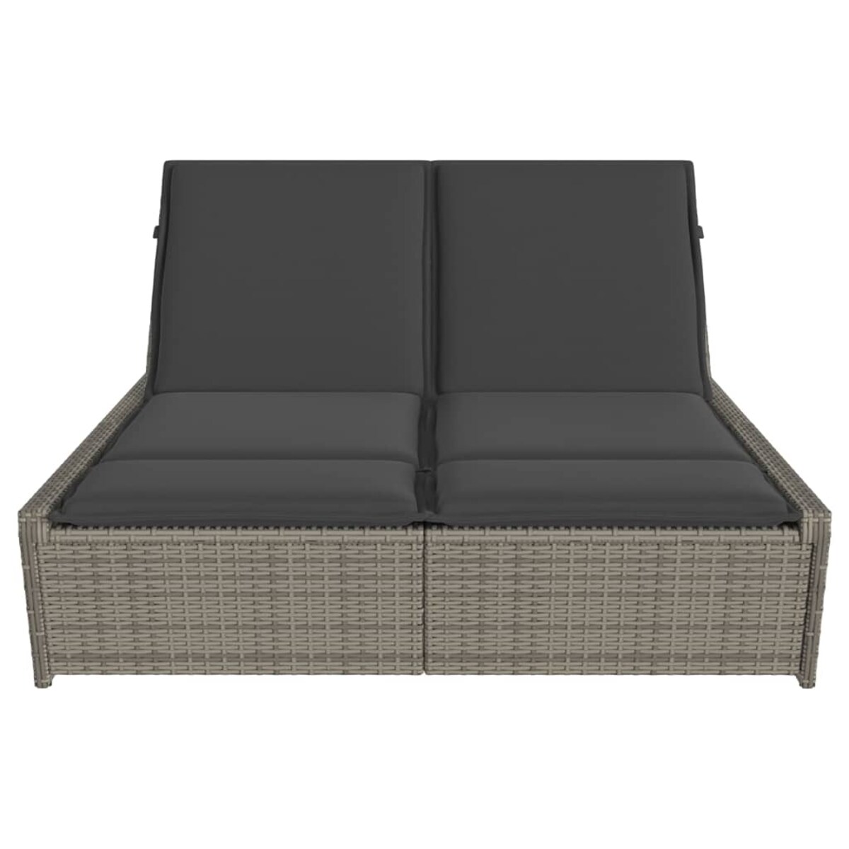 vidaXL Podwójna leżanka z poduszkami, szara, polirattan