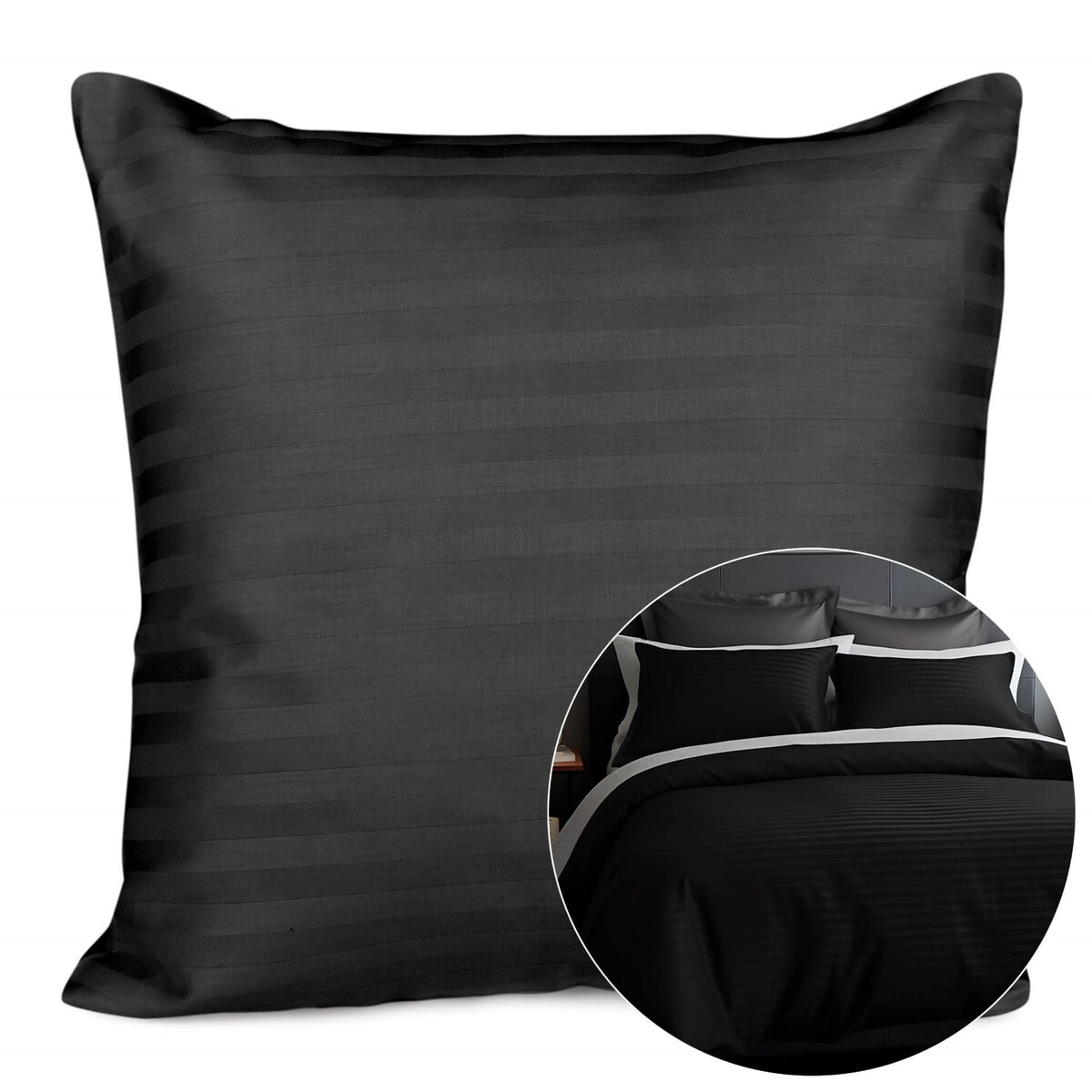 Poszewka satyna bawełniana 40x40 Cizgili kolor czarny