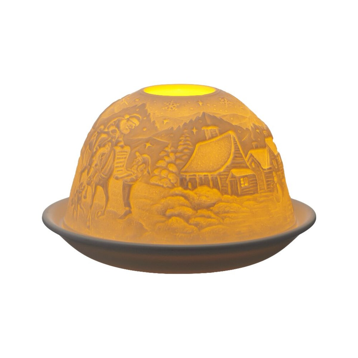 VILLA ITALIA Lampion porcelanowy na tealight z wkładem LED 7,5 cm MIKOŁAJ