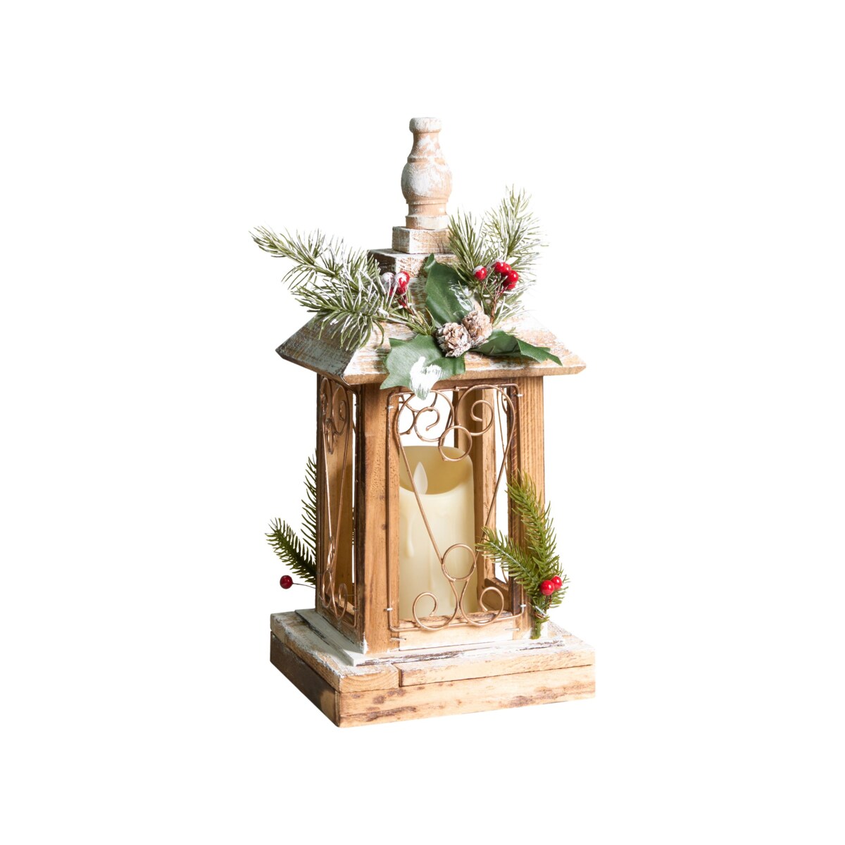 Lampion LED LED SAIMA Wzór świąteczny 40 cm Ciemnobrązowy