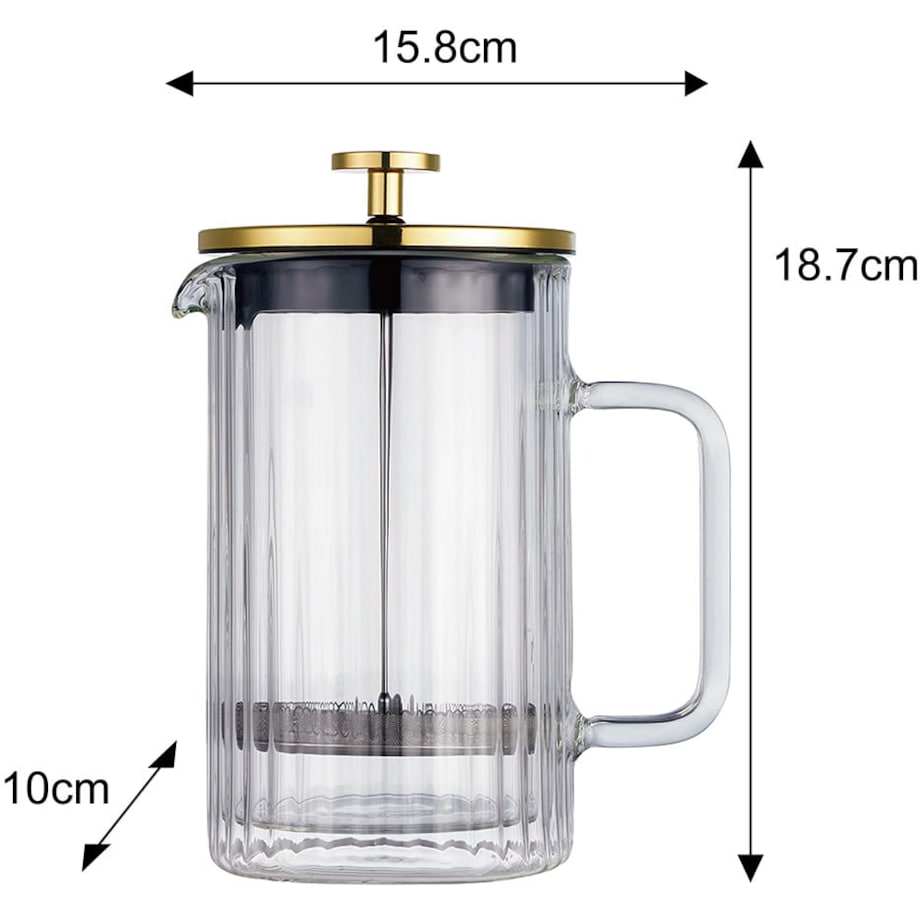 Zaparzacz do kawy herbaty szklany 600ml French Press złoty KLAUSBERG