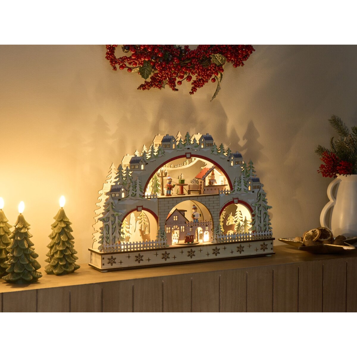 Dekoracja świąteczna LED SELURA 30 cm Jasnobrązowy