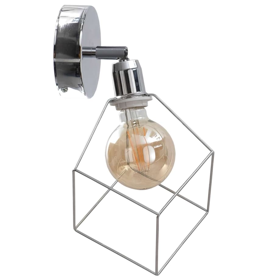 Kinkiet LAMPA ścienna KET771 regulowana OPRAWA druciana klatka srebrna