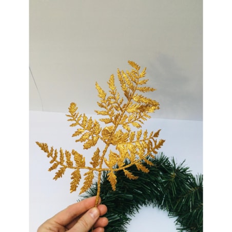 LIŚĆ paprotka brokatowy złoty GAŁĄZKA do dekorowania stroika święta choinka