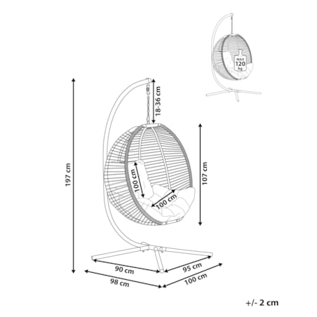 Fotel wiszący ze stojakiem biały ARCO