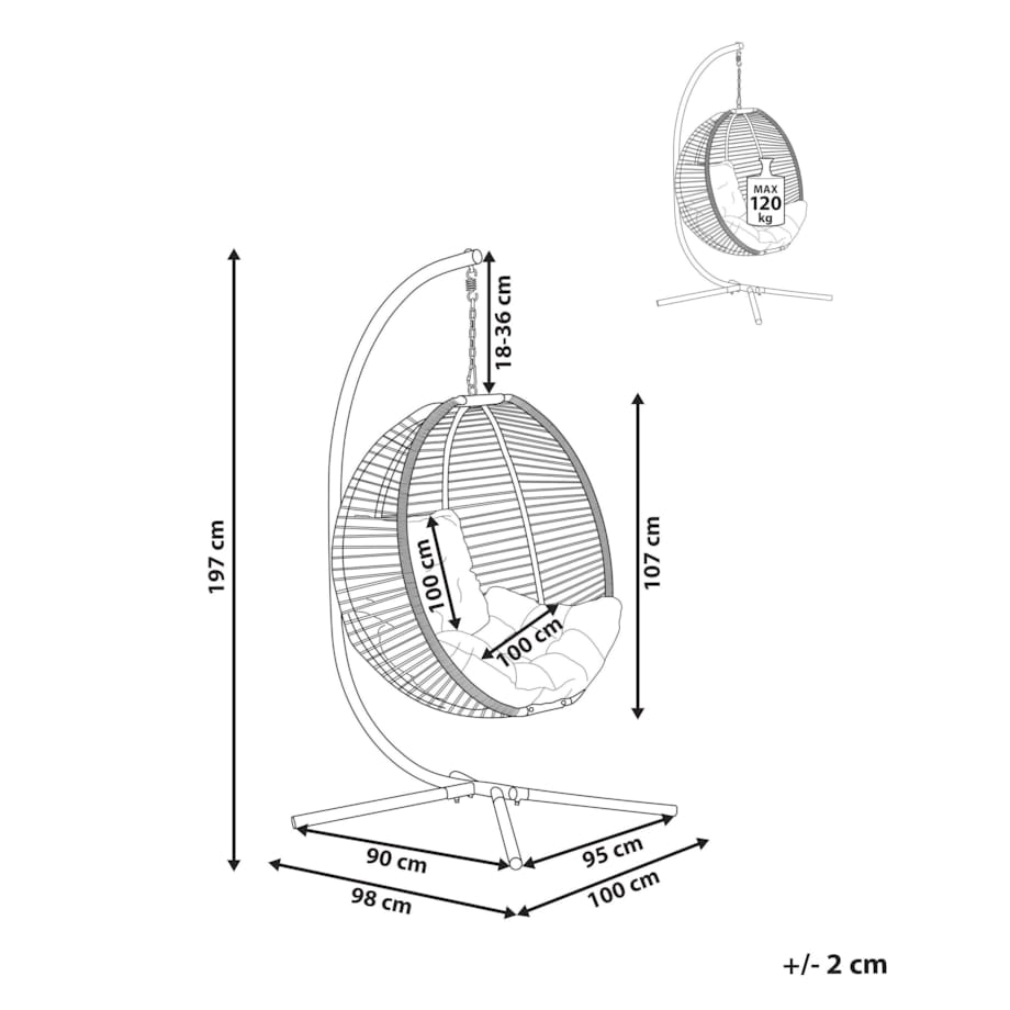Fotel wiszący ze stojakiem biały ARCO