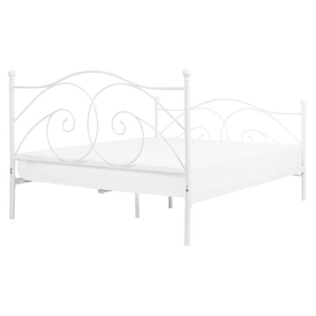 Łóżko metalowe 160 x 200 cm białe DINARD
