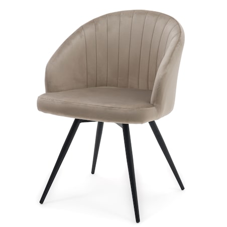 Krzesło tapicerowane obrotowe welurowe do salonu MODENA ciemnobeżowe