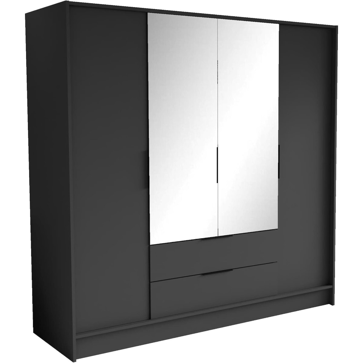 Szafa NIKOLA 200 z lustrem i regulowanymi półkami do przedpokoju-grafitowa