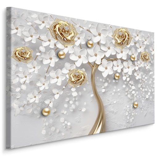 Obraz Na Płótnie Abstrakcyjne Róże Na Drzewie 120x80cm