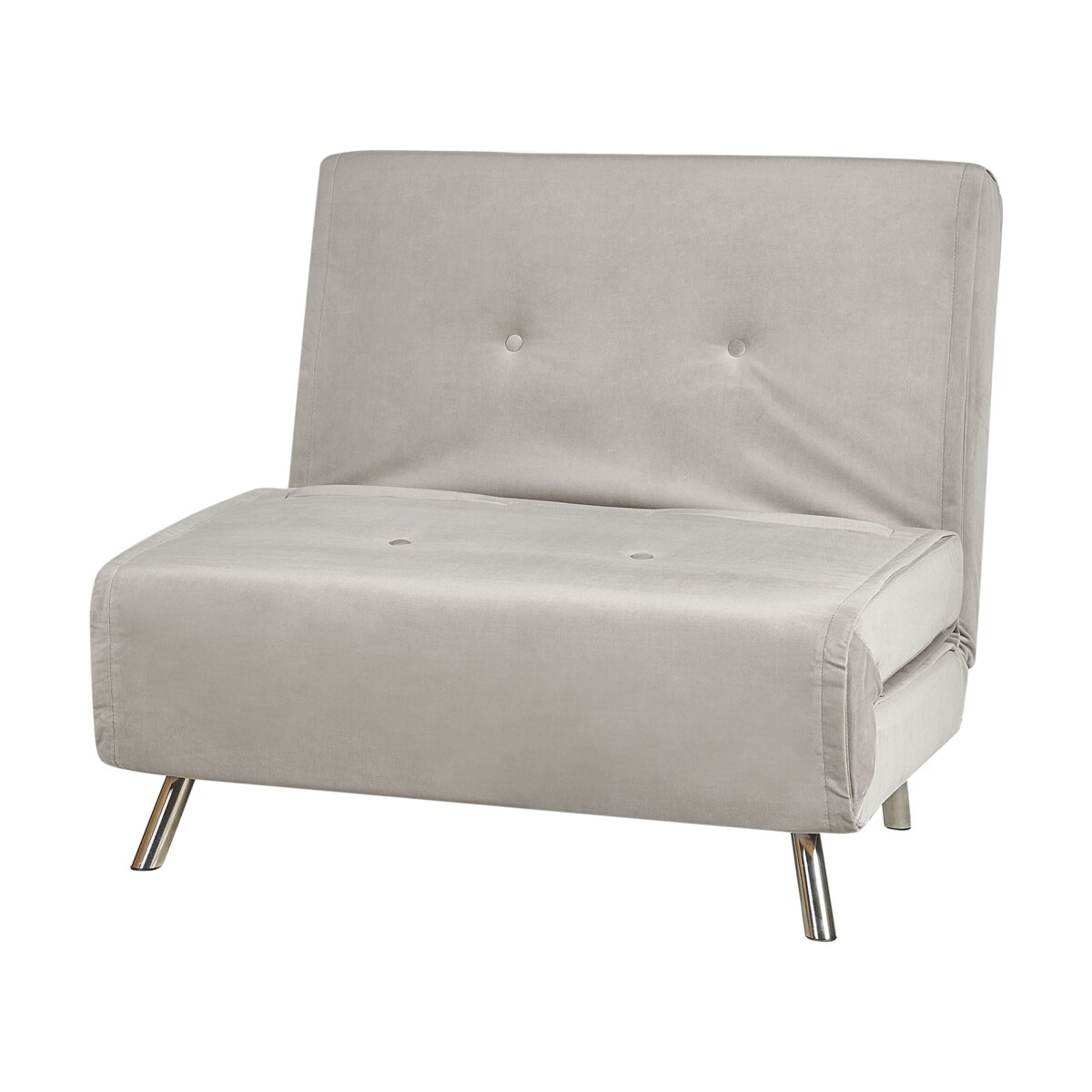 Sofa rozkładana welurowa jednoosobowa jasnoszara FARRIS