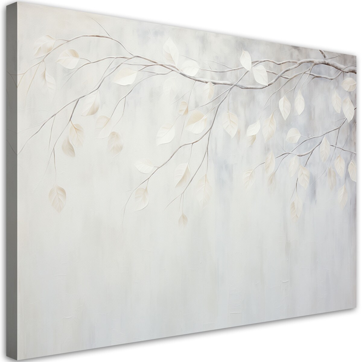 Obraz do salonu sypialni Beżowe liście rośliny gałązki natura beton boho 120x80