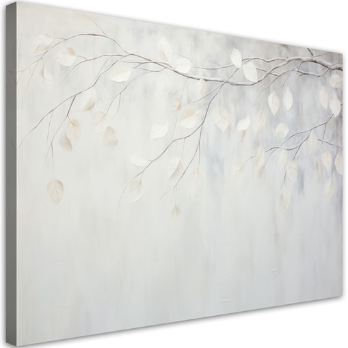 Obraz do salonu sypialni Beżowe liście rośliny gałązki natura beton boho 120x80