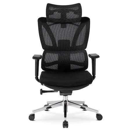 Fotel biurowy obrotowy ergonomiczny z podnóżkiem czarny DELSIN