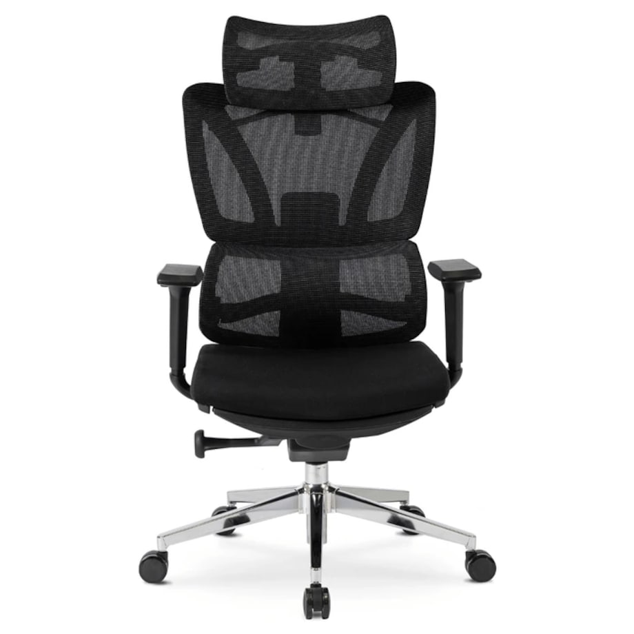 Fotel biurowy obrotowy ergonomiczny z podnóżkiem czarny DELSIN