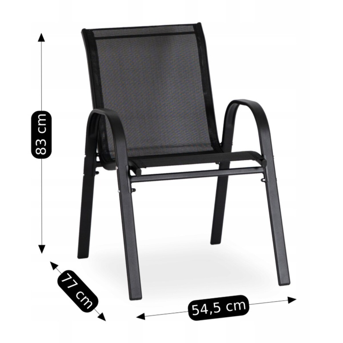 Zestaw Mebli Ogrodowych Ławka + Krzesło + Stolik Na Taras Czarne MINNESOTA