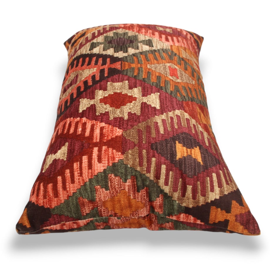 Czerwona poduszka welurowa Aztek Boho 30x50 cm