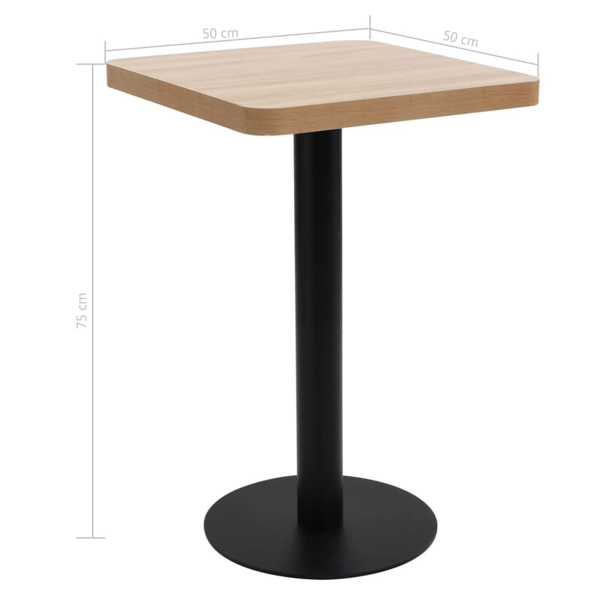 vidaXL Stolik bistro, jasnobrązowy, 50x50 cm, MDF