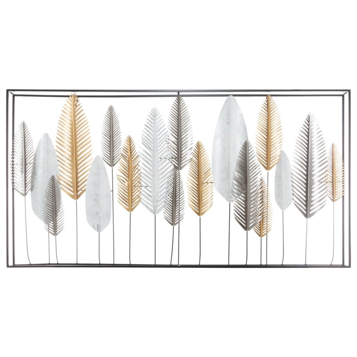 Ozdoba ścienna z motywem liści DECO, 134 x 68 cm, metal