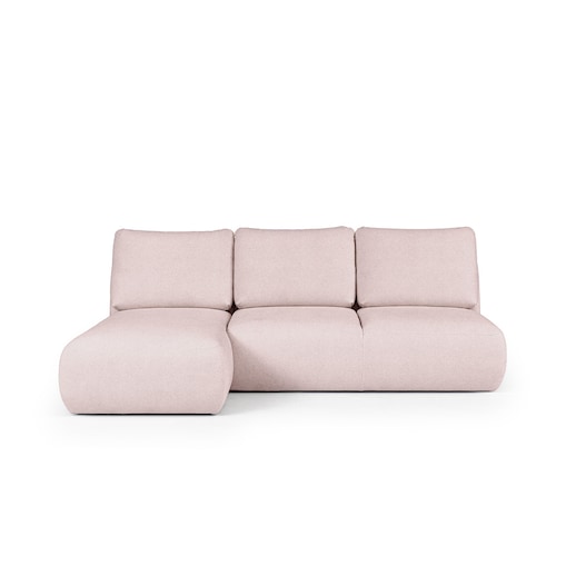 Mirel Sofa narożna lewa bez podłokietników różowa