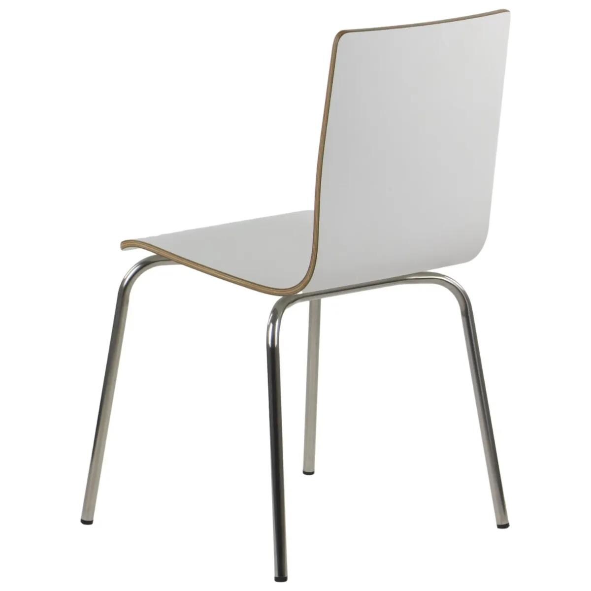 Krzesło ze sklejki laminowanej WERDI B białe/stal nierdzewna