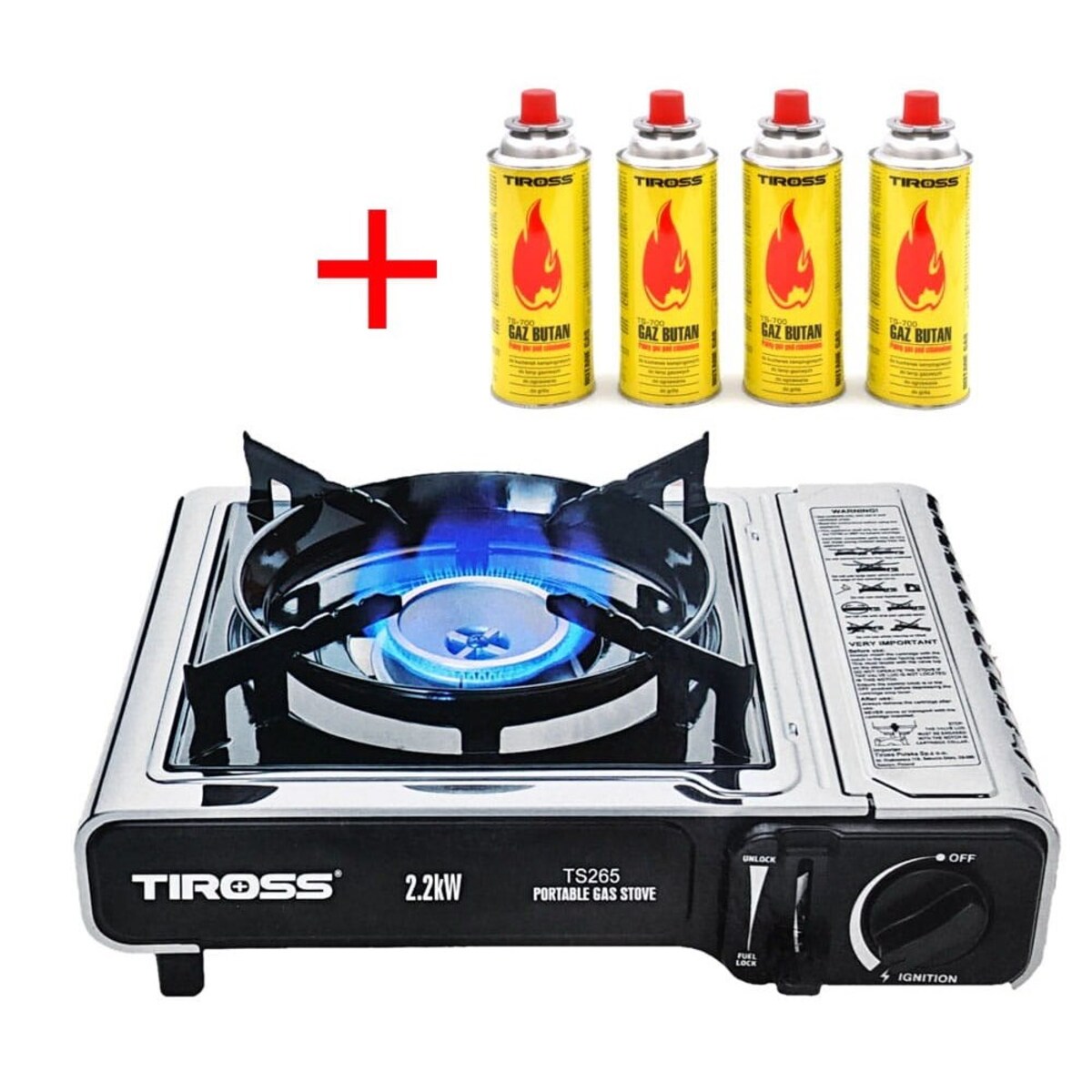 Tiross kuchenka turystyczna + gaz x4 2.2kw TS265G4