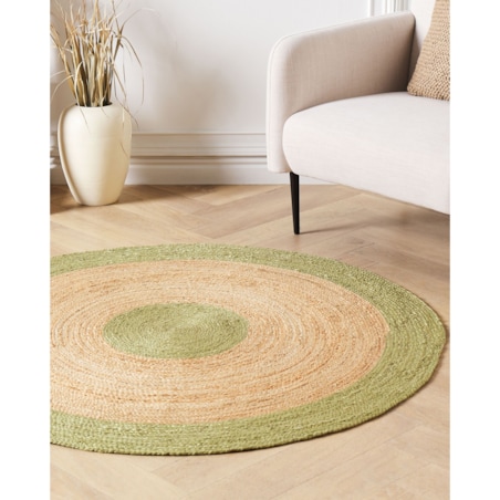 Dywan okrągły z juty 140 cm beżowo-zielony YAYALAR