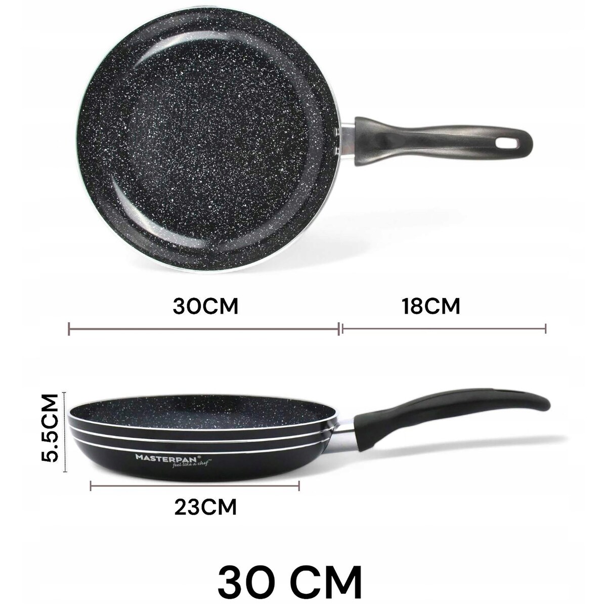 Lekka Patelnia Granitowa 30 Cm Plaster Miodu Indukcja Gaz 2.8L 5.5 Cm