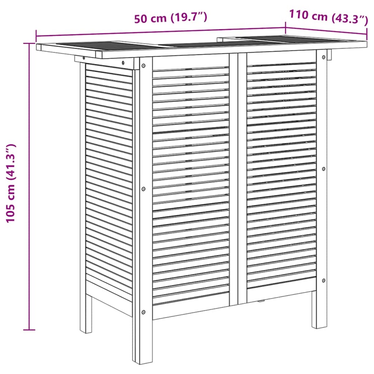 vidaXL Stolik barowy, 110 x 50 x 105 cm, lite drewno akacjowe