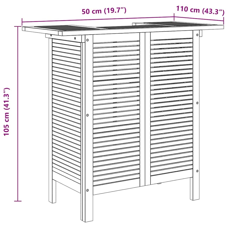vidaXL Stolik barowy, 110 x 50 x 105 cm, lite drewno akacjowe