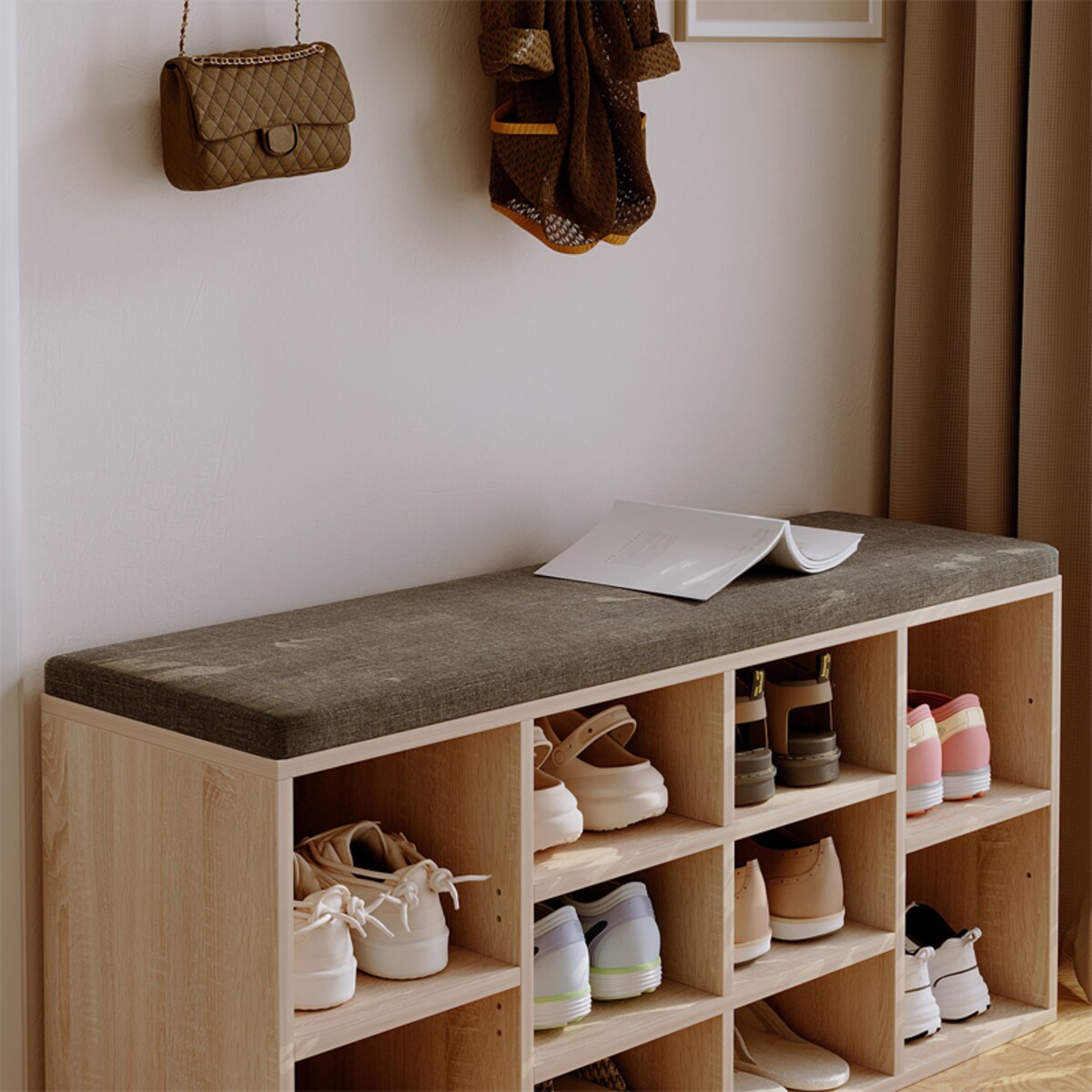 SZAFKA NA BUTY Z SIEDZISKIEM ŁAWKA NOWOCZESNA DĄB SONOMA LOFT 104 CM