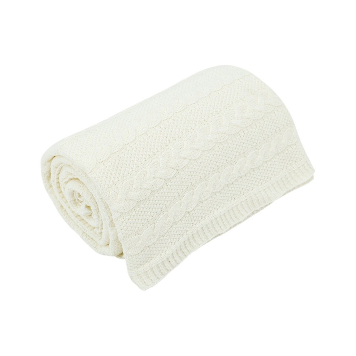 Koc dzianinowy bawełniany 150x200 cm – VENEZIA ECRU