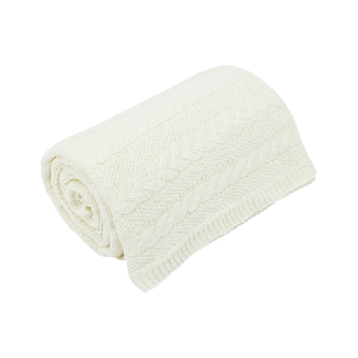 Koc dzianinowy bawełniany 150x200 cm – VENEZIA ECRU