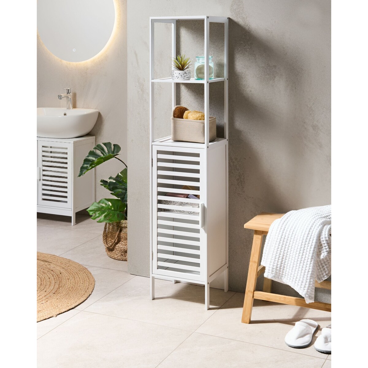 Regał OWASSO Drewno bambusowe Biały