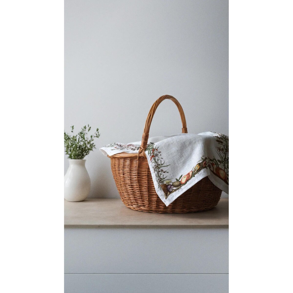 Lniany ręcznik kuchenny - Jesienna ramka