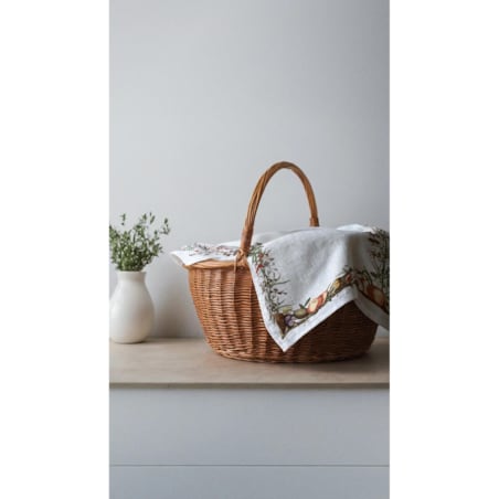 Lniany ręcznik kuchenny - Jesienna ramka