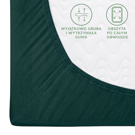 Prześcieradło jersey z gumką 180x200 kolor Zieleń Butelkowa
